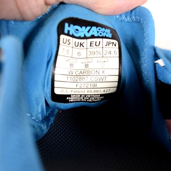 Women's Hoka One One Carbon X Teal & Peach Athletic Shoes Sz 7.5/ 39.3 F272191 - Picture 16 of 16